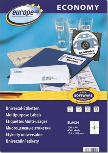 Europe100 Papir Permanet Adhesiv Hvit A6 105 X 148 Mm 400 EtikettEr 100 Ark X 4 Flerbruks Merkelapper Europe100 Papir Permanet Adhesiv Hvit A6 105 X 148 Mm 400 EtikettEr 100 Ark X 4 Flerbruks Merkelapper