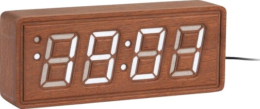 Karlsson Vekkerklokke Solid Wood Engraved Brun