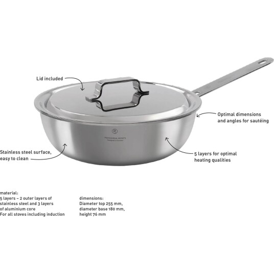Professional Secrets Sauteuse, med lokk, 24cm