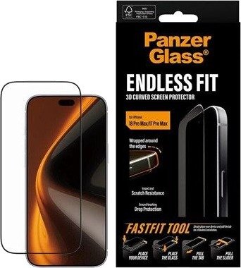 PanzerGlass 3D Curve Screen Protector iPhone 18 Pro Max | 17 Pro Max w. FASTFIT IN-A-BOX