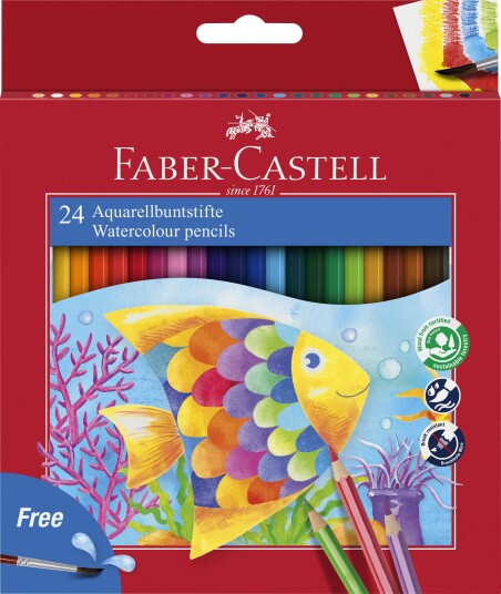 Faber-Castell - Watercolour pencil + brush box (24 pcs) (114425)