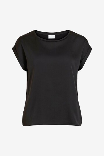 Vila - Topp viEllette S/s Satin - Svart