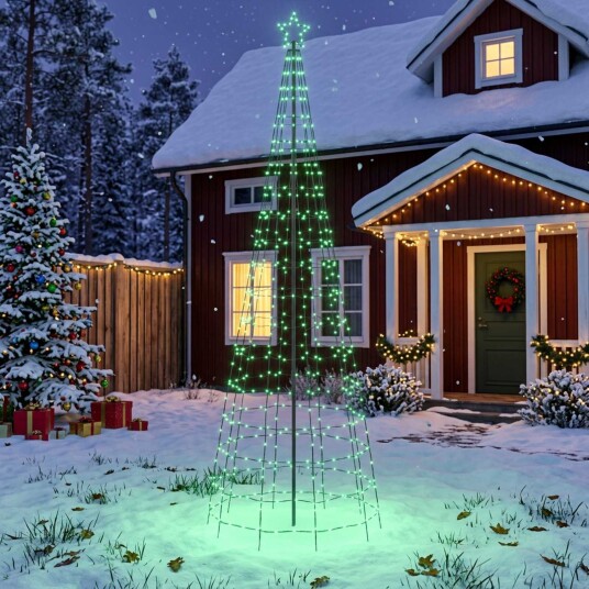 vidaXL LED juletre 300 cm 390 LED-lys Flerfarget Stål Svart