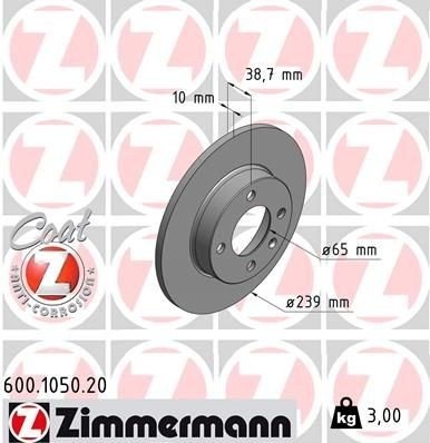 ZIMMERMANN 600.1050.20 Bremseskive