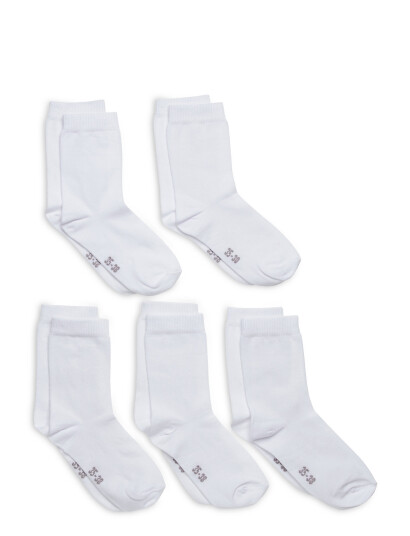 Minymo Ankle Sock -Solid (5-Pack) White 39-42
