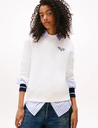 Tommy Jeans Tjw Reg Ess Logo 1 Crew Ext - White - S