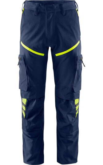 Fristads Stretch bukser 2653 LWS Marineblå / Hi Vis Gul D120