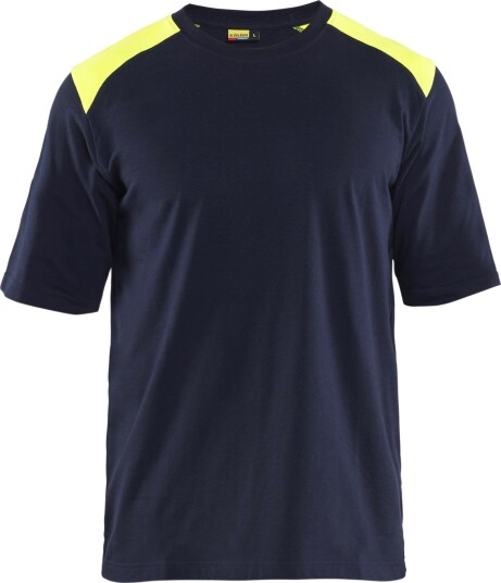 Blåkläder 347617378933XL T-skjorte marineblå/gul, flammehemmende XL, Klær