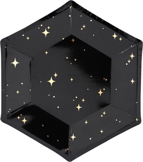 Partydeco Papptallerkener Gullstjerner Hexagon Celebrate 6-pakning TPP28-010