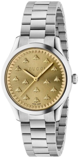 Gucci Dameklokke YA1265035 G Timeless Gullfarget/Stål Ø32 mm
