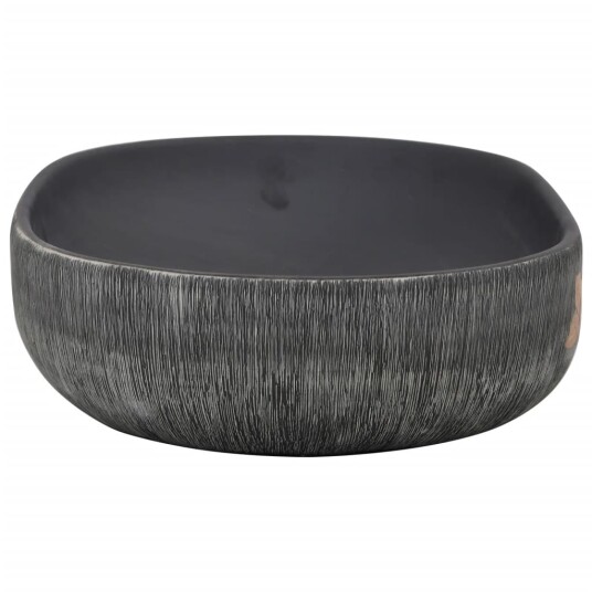 vidaXL Benkeservant grå og svart oval 59x40x14 cm keramikk