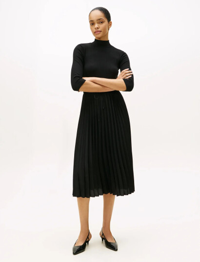 Tommy Hilfiger Slim 5X2 Rib Mix Midi Drs - Black - XS