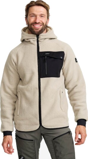 Revolutionrace Sherpa Hoodie Herre Beige Khaki S Herre Overdeler Fleece & midlayers