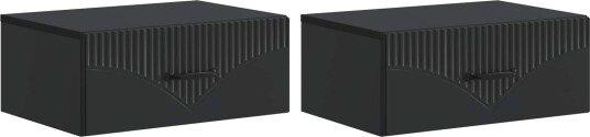  Vegghengt Nattbord 2 pcs Svart 49 x 34,5 x 20 cm Konstruert tre