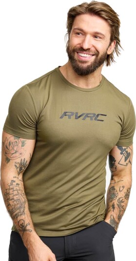 Revolutionrace Mission Logo Slim Fit T shirt Herre Burnt Olive 3XL Herre Overdeler T skjorter