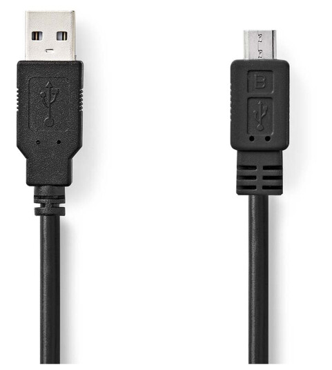 Nedis Flat USB-A til Micro-B kabel 1m Nikkelbelagt Sort Nedis Flat USB-A til Micro-B kabel 1m Nikkelbelagt Sort