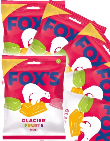 12 stk Fox"s Glacier FruitSukkertøy med Fruktsmaker   Hel Eske 1,2 kg