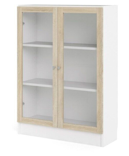 Base reol 2 glassd?rer hvit, eik struktur dekor.