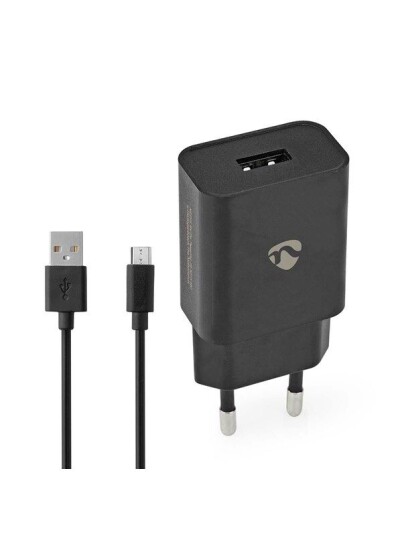 Nedis 5W USB Vegglader med 1m Mikro-USB Kabel - Svart Nedis 5W USB Vegglader med 1m Mikro-USB Kabel - Svart