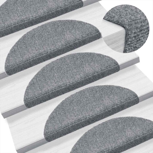vidaXL Selvklebende trappematter 5 stk lysegrå 56x17x3 cm nålestempel vidaXL Selvklebende trappematter 5 stk lysegrå 56x17x3 cm nålestempel