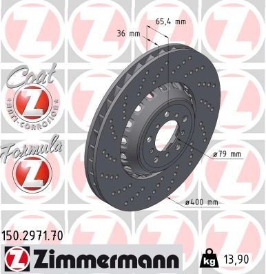 Bremseskive ZIMMERMANN 150.2971.70