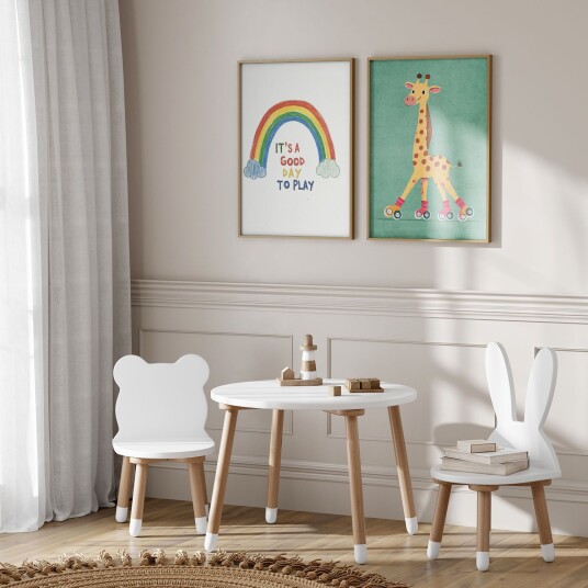 Plakat Lekent Regnbue og Sjiraff / Sett av 2 Plakat Lekent Regnbue og Sjiraff / Sett av 2
