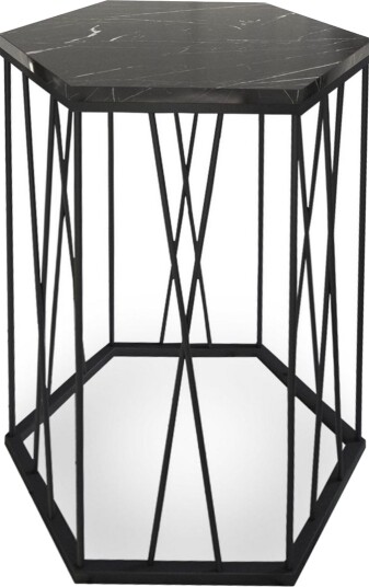 Falan Sidebord 40 cm Sekskant Marmormønster - Svart