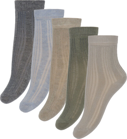 Minymo Sokker 5 pack Vinter Sky m. Rib Minymo 15/18 Sokker Beige Blå Grønn