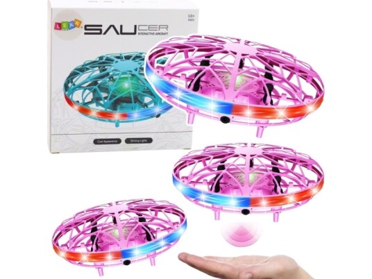 Rc Håndstyrt Ufo Drone Led Lys Rosa