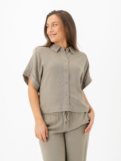 Selected Femme Viva Short Sleeve Cropped Sun Shirt Grønn 36
