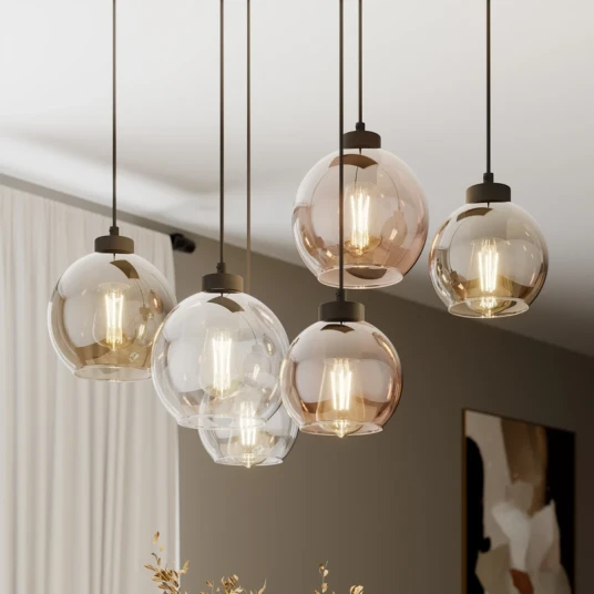 TK Lighting Cubus 6 Pendel Clear/Smoke/Amber Euluna