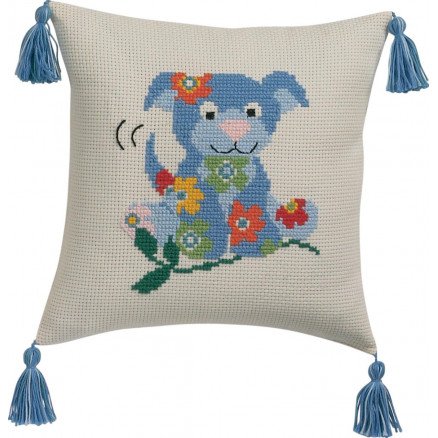 Permin Broderisett Aida Pute Hund 30x30cm