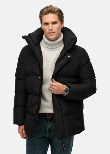 Superdry Hooded 5 Baffle Sports Puffer Black M Vinterjakker