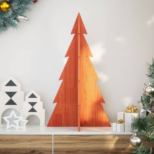 Vidaxl Juletre av tre til pynt voksbrun 80 cm heltre furu Vidaxl Juletre av tre til pynt voksbrun 80 cm heltre furu