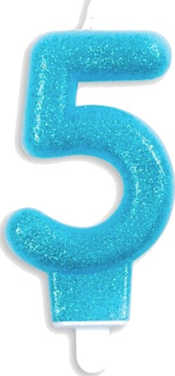 Kakelys Tall Glitter Blå   Tallet 5