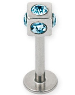 Tøff Labret med Firkantet Kule med Turkise Stener Strl 1.2 x 8 mm med 3 mm kule Tøff Labret med Firkantet Kule med Turkise Stener Strl 1.2 x 8 mm med 3 mm kule