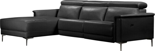 Hjørnesofa 3 seter Lund Svart PU Venstre Elektrisk Recliner Svart PU Venstre Elektrisk Recliner