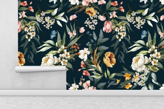 Papel pintado Patrón floral / Despegar y pegar