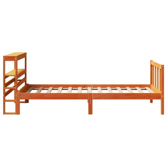 Sengeramme med hodegavl voksbrun 75x190 cm heltre furu 3305771