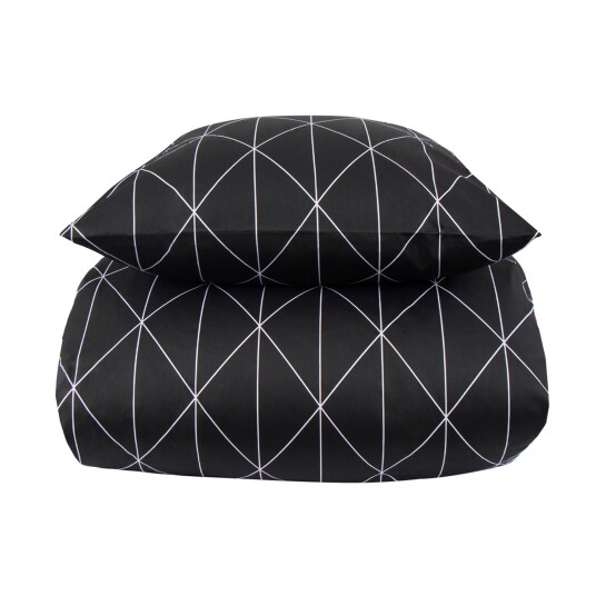 Borg Living Sateng sengesett - 150x210 cm - 100% Bomullssateng - Graphic harlekin svart