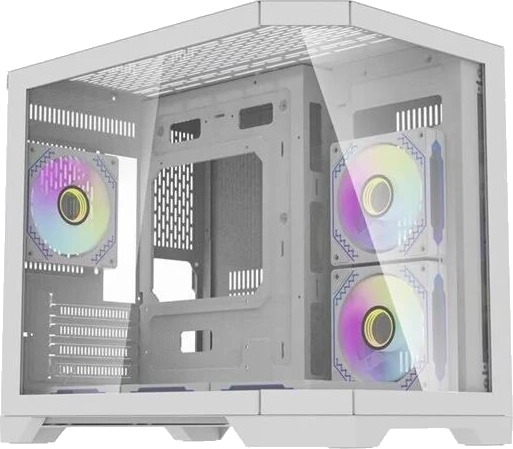 Darkflash FT418 Mini Tower Kabinett med 6 ARGB Vifter Hvit