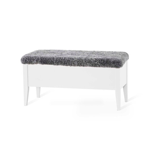 Torkelson Klinte bänk Vitlack/fårskinn 90 cm Hvit