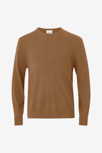 Calvin Klein Pullover LS 100% Merino Crew 14gg Brun