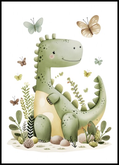 Cute Dinosaur Nursery Plakat / 50x70