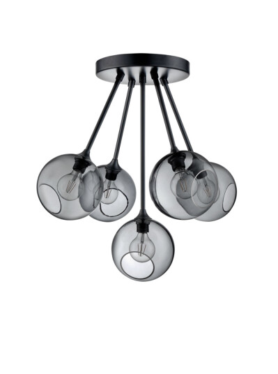 Design By Us Ballroom Molecule taklampe - svart base/grå glass