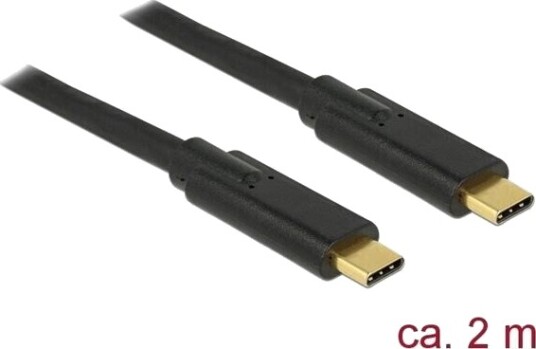 Delock USB4 2m USB-C Kabel Svart med 20 Gbps Hastighet og 100W Power Delivery