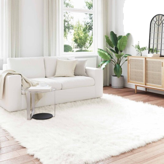 Faux Skinnmatte Tafalla Hvit 240 x 240 cm Polyester