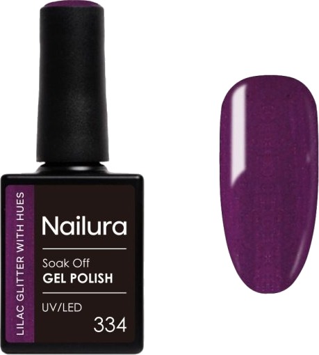 Nailura Gelpolish 334 – Lilla glitter med nyanser – 10 ml Nailura Gelpolish 334 – Lilla glitter med nyanser – 10 ml
