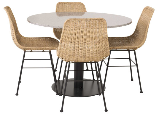 Venture Design Razzia & Bali spisegruppe Grå/svart 4 st stoler & bord 106 cm