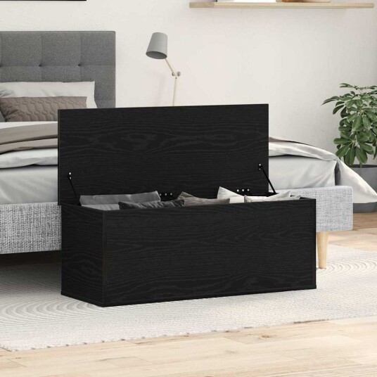 Oppbevaringsboks i svart eik 102x35x35 cm av konstruert tre